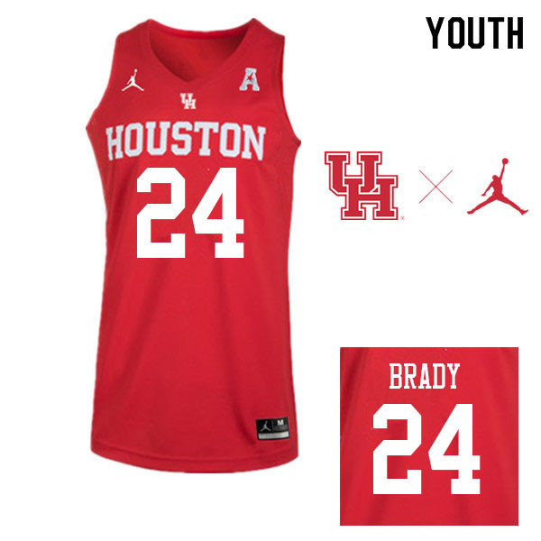 Jordan Brand Youth #24 Breaon Brady Houston Cougars College Basketball Jerseys Sale-Red